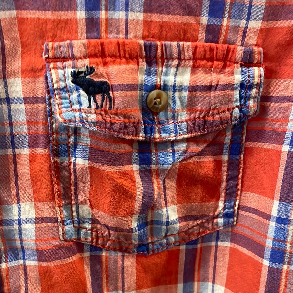 Abercrombie & Fitch Red and Blue Plaid Button-Down Shirt - Picture 4 of 6
